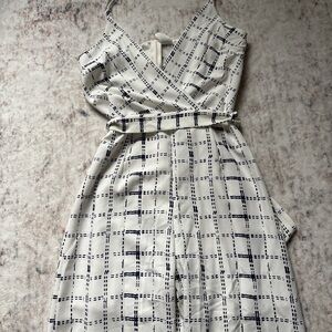 NWT Primi Plaid Wide Leg Jumpsuit White/Black Grid Print Size S